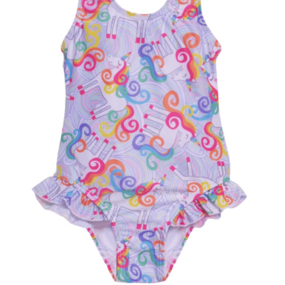 Flap Happy Unicorn Hip Ruffle Tank Swimsuit Size 5